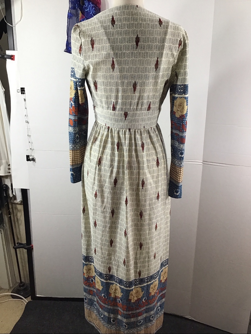 Vintage 70’s Denise Are There !patchwork prairie maxi dress boho wrap bodice S - Picture 8 of 9